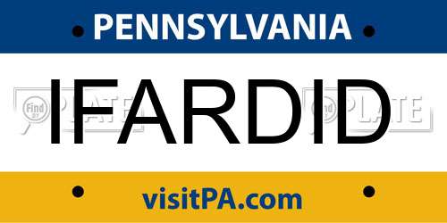 IFARDID Pennsylvania License Plate