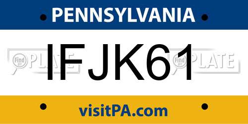 IFJK61 Pennsylvania License Plate