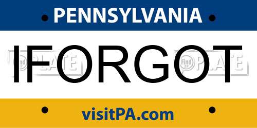 IFORGOT Pennsylvania License Plate