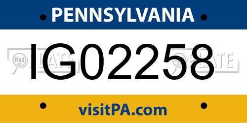 IG02258 Pennsylvania License Plate