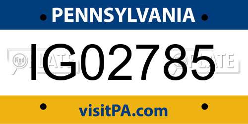 IG02785 Pennsylvania License Plate