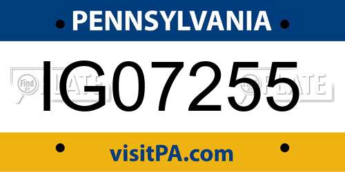 IG07255 Pennsylvania License Plate