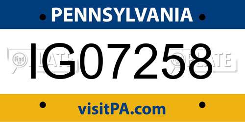 IG07258 Pennsylvania License Plate