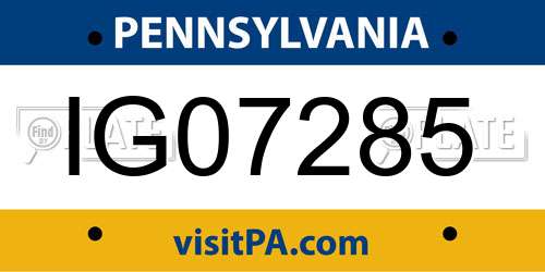 IG07285 Pennsylvania License Plate