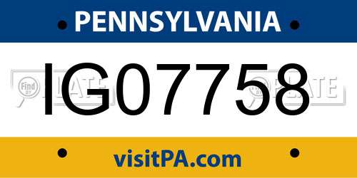 IG07758 Pennsylvania License Plate