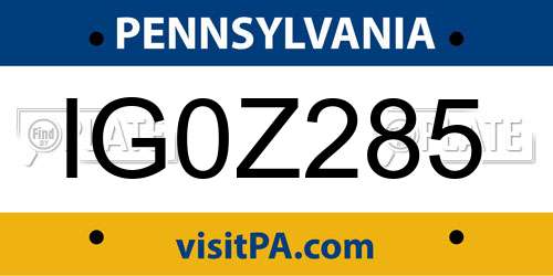 IG0Z285 Pennsylvania License Plate