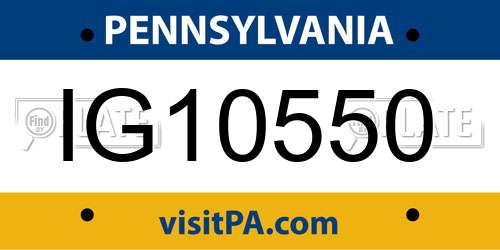 IG10550 Pennsylvania License Plate