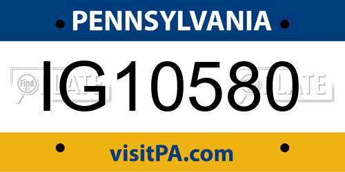IG10580 Pennsylvania License Plate