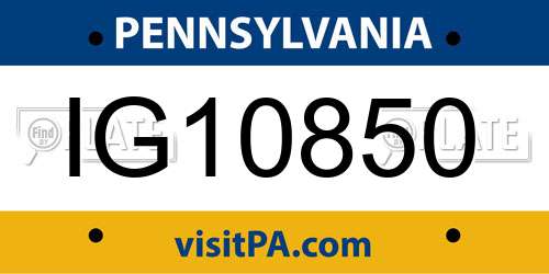 IG10850 Pennsylvania License Plate