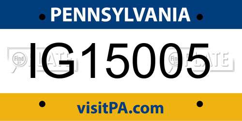IG15005 Pennsylvania License Plate