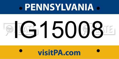 IG15008 Pennsylvania License Plate