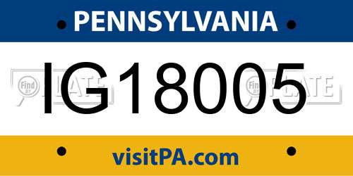 IG18005 Pennsylvania License Plate