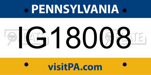 IG18008 Pennsylvania License Plate