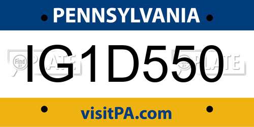 IG1D550 Pennsylvania License Plate