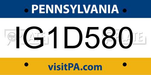 IG1D580 Pennsylvania License Plate