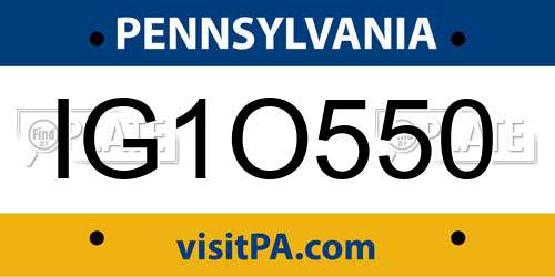 IG1O550 Pennsylvania License Plate