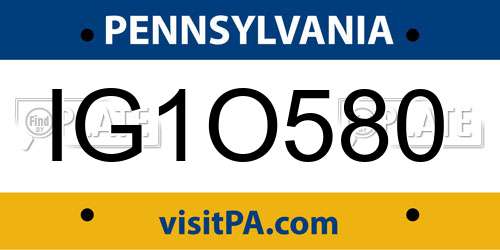 IG1O580 Pennsylvania License Plate