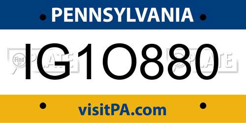 IG1O880 Pennsylvania License Plate