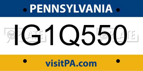 IG1Q550 Pennsylvania License Plate