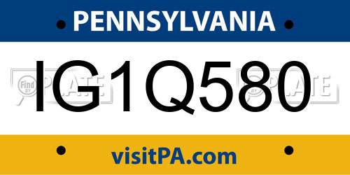 IG1Q580 Pennsylvania License Plate