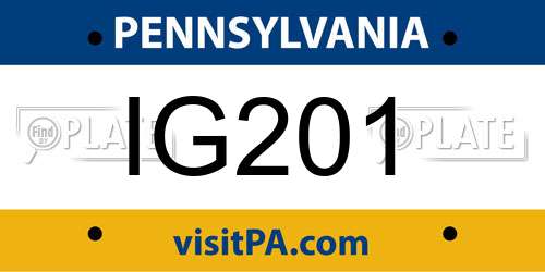 IG201 Pennsylvania License Plate