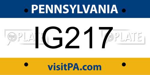 IG217 Pennsylvania License Plate