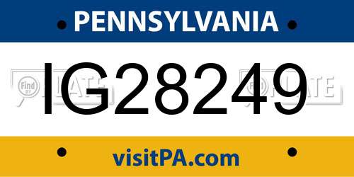 IG28249 Pennsylvania License Plate