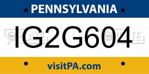 IG2G604 Pennsylvania License Plate