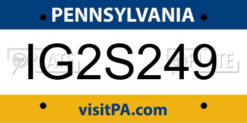 IG2S249 Pennsylvania License Plate