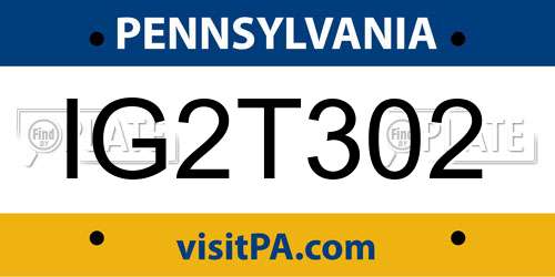 IG2T302 Pennsylvania License Plate
