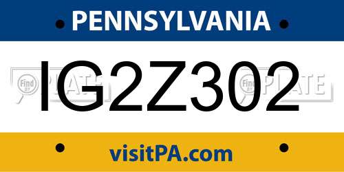 IG2Z302 Pennsylvania License Plate