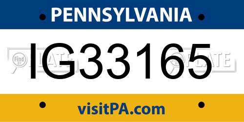 IG33165 Pennsylvania License Plate