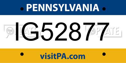 IG52877 Pennsylvania License Plate