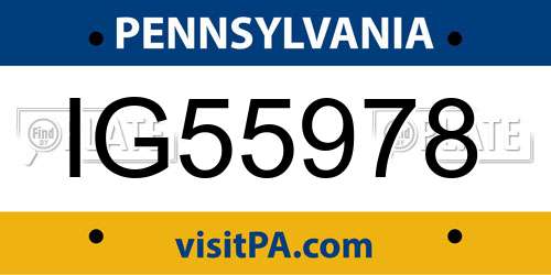 IG55978 Pennsylvania License Plate