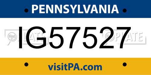 IG57527 Pennsylvania License Plate