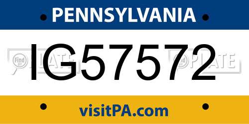 IG57572 Pennsylvania License Plate