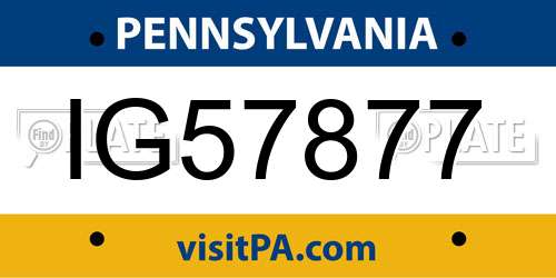 IG57877 Pennsylvania License Plate
