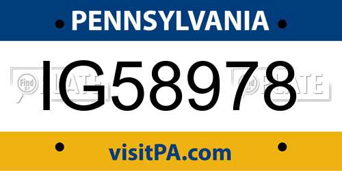 IG58978 Pennsylvania License Plate