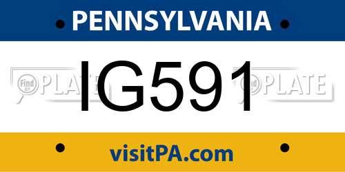 IG591 Pennsylvania License Plate