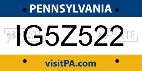 IG5Z522 Pennsylvania License Plate