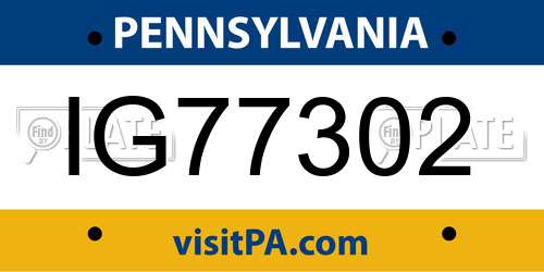 IG77302 Pennsylvania License Plate