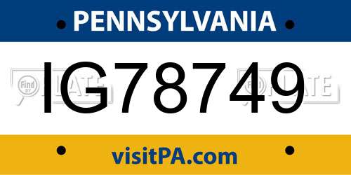 IG78749 Pennsylvania License Plate