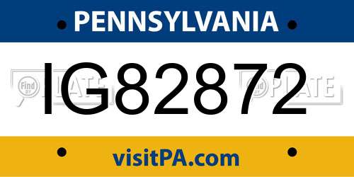 IG82872 Pennsylvania License Plate