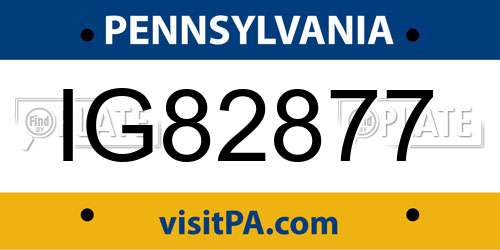 IG82877 Pennsylvania License Plate