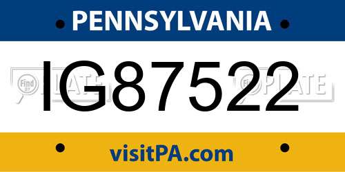 IG87522 Pennsylvania License Plate