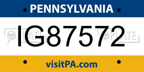 IG87572 Pennsylvania License Plate