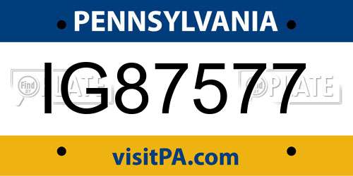 IG87577 Pennsylvania License Plate