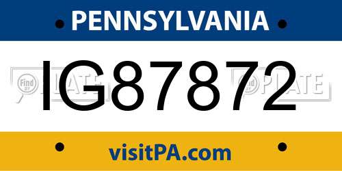 IG87872 Pennsylvania License Plate