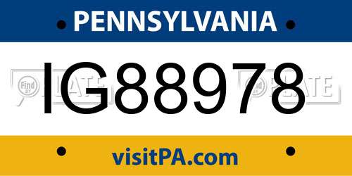 IG88978 Pennsylvania License Plate