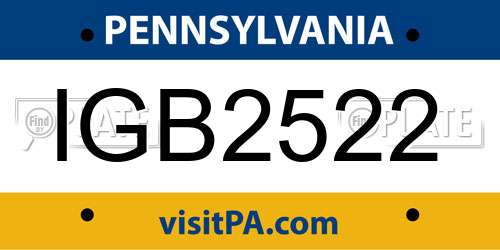 IGB2522 Pennsylvania License Plate